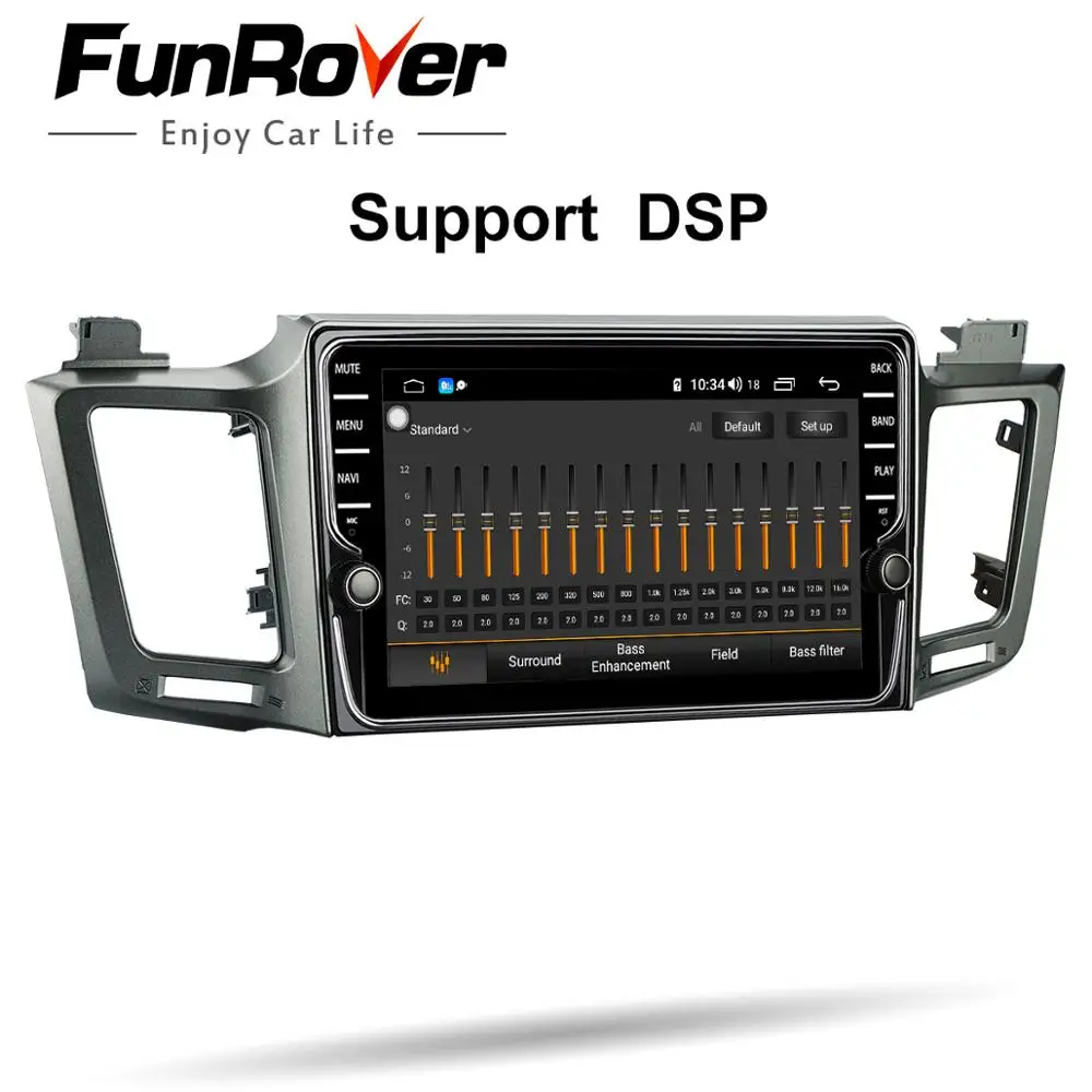 Discount Funrover 4G android 9.0 car radio multimedia player 2 din car dvd for Toyota RAV4 2013-2016 gps player navigation vedio DSP wifi 4