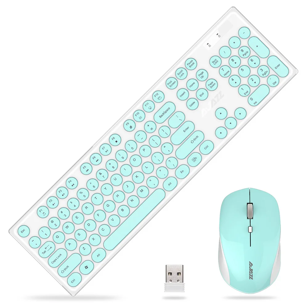 

Ajazz 335i Wireless Keyboard & Mouse Set 104 Keys 800 1200 1600 DPI 2.4G Wireless Keyboard Mouse Combo for Laptop Notebook