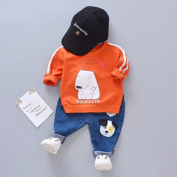 Spring Autumn Baby Girls Boy Clothes Children Cartoon Dog T-Shirt Jeans 2Pcs/Set Toddler Casual Clothing Infant Cotton Tracksuit