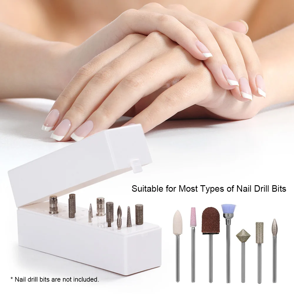 

30 Holes Nail Drill Bits Holder Case Stand Displayer Organizer Container Nail Tools Dustproof Manicure Tools