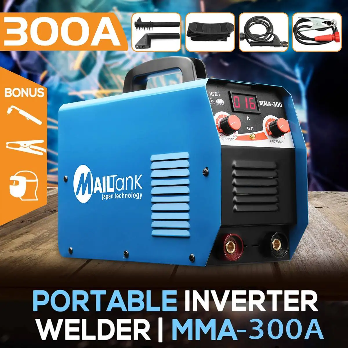 

MMA-300G Portable DC Welding Machine 220V 25A-300A Semi-Automatic Inverter LCD Digital Display Soldering Tool