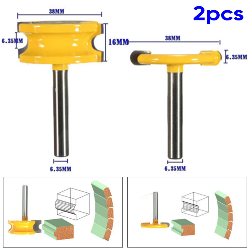 

Woodworking Router Bit 2Pcs 1/4'' Shank Canoe Flute And Bead Router Bit Cutter Tool Stainless Steel High Quality