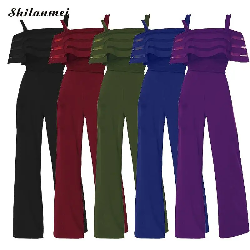 Plus Size 5XL 4XL Women Jumpsuit Summer Workwear Vintage Off Shoulder Office Lady Overalls Causal Wide Leg Pants Women Rompers Plus Size 5XL 4XL Women Jumpsuit Summer Workwear Vintage Off Shoulder Office Lady Overalls Causal Wide Leg Pants Women Rompers