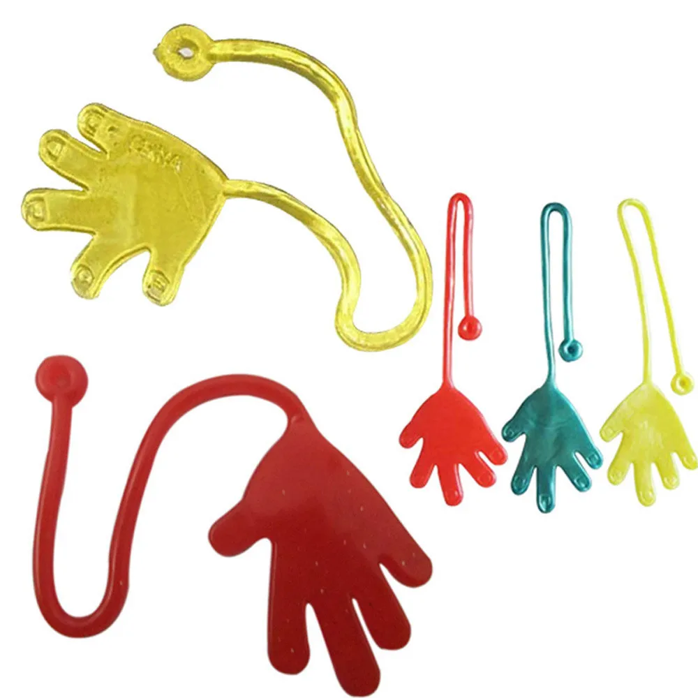 

2018 Kids 5Pcs Kids Fun Sticky Hands Palm Elastic Sticky Squishy Slap Palm Toy Kids Party Favors Novelty Gift Jokes Pranks