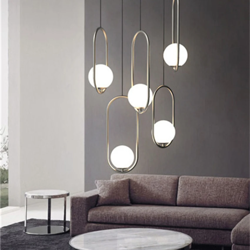  Nordic Modern Led Glass Ball Pendant Lights Restaurant Living Room Cafe Bedroom Bar Pendant Lamp li - 33007844170