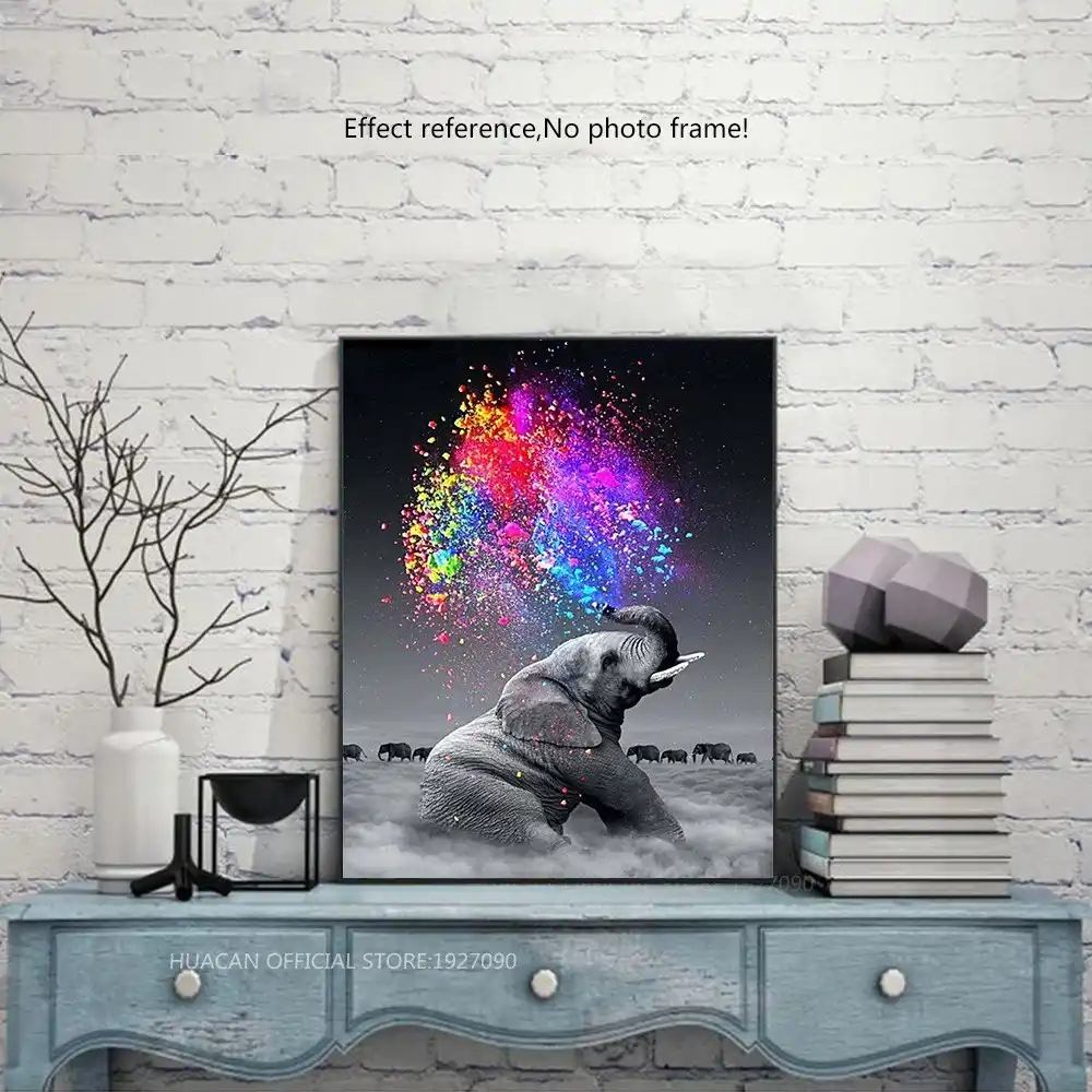 Elephant Animals Elephant Sunset Landscape WOWDECOR 5D Diamond Painting Kits Full Drill DIY Diamond Art Cross Stitch Paint by Numbers
