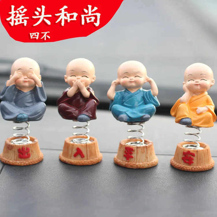 

Four shake head to the young monk Buddha protect peaceful place lovely doll decoration gifts inside the car
