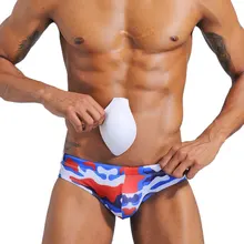 Мужские сексуальные камуфляжные плавки пуш-ап с подкладкой, плавки с низкой талией, мужские плавки для плавания, костюм для серфинга