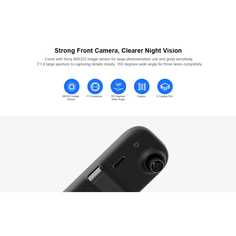 Xiaomi Mijia 5 дюймов сенсорный экран Смарт зеркало заднего вида DVR Автомобильный