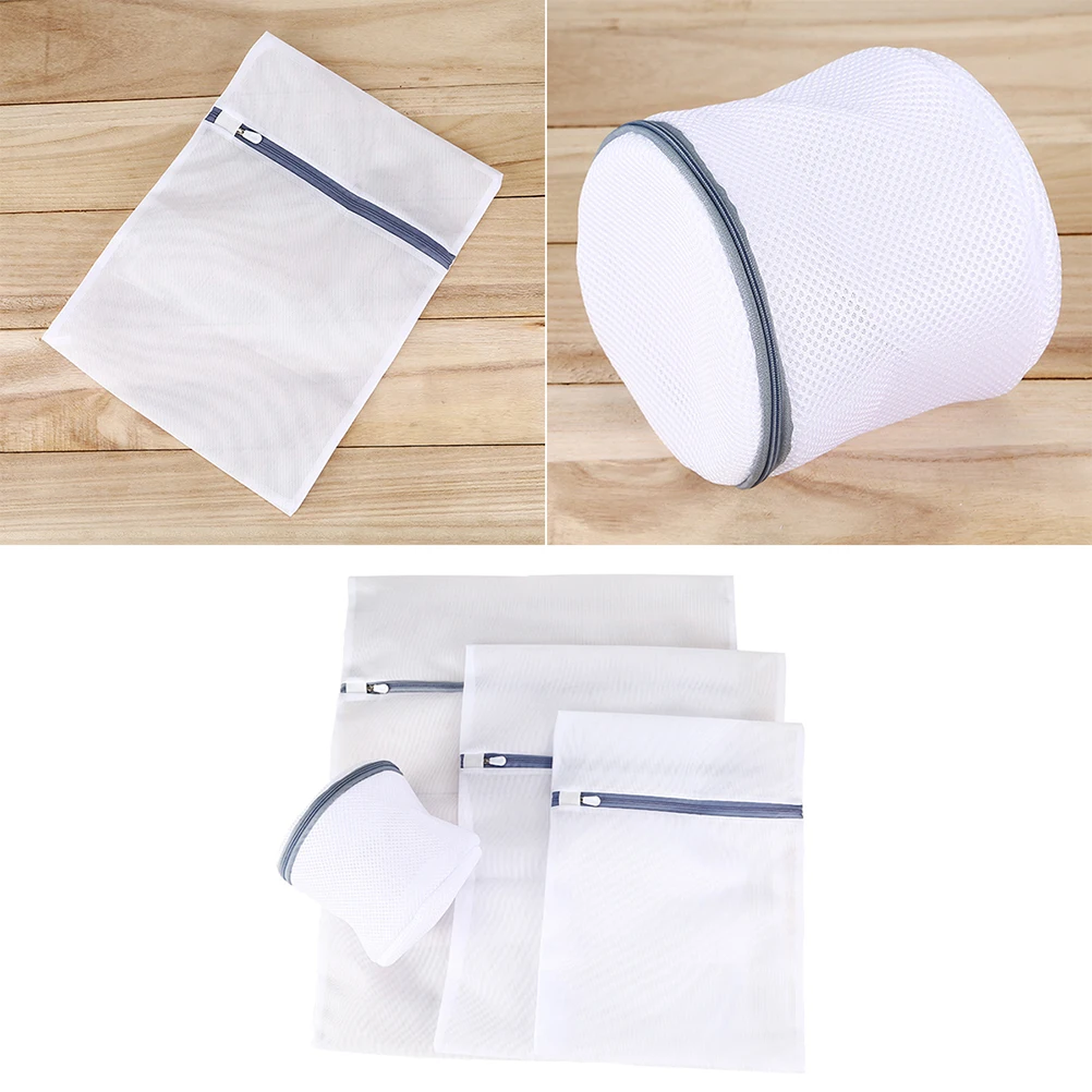 4 قطعة دائم المنزلية شبكة الغسيل أكياس رمادي سستة غسل أكياس سميكة السفر حقيبة التخزين ل بلوزة الملابس الداخلية الجوارب