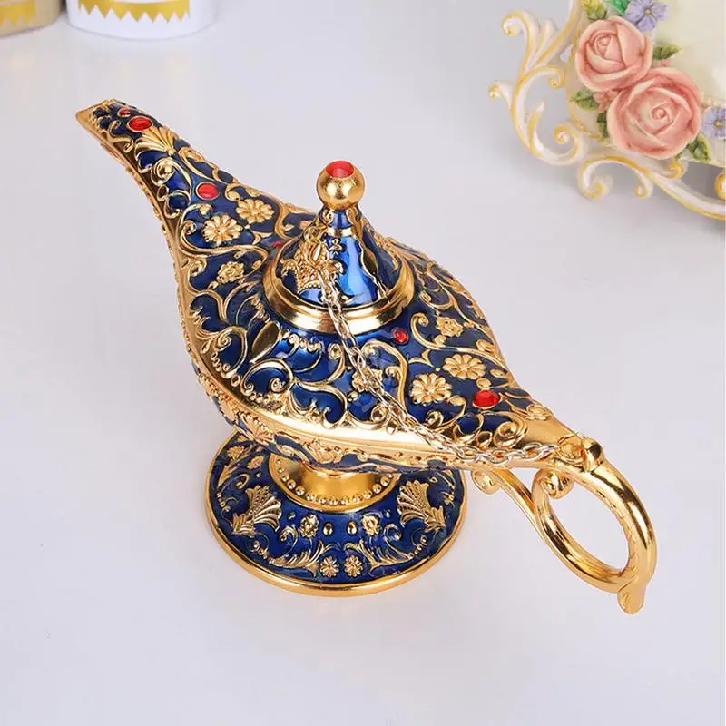 Aladdin Magic Lamp Tin Retro European Art Crafts Zinc Alloy Exquisite Craft Ornament Home Furnishings Decorations Wishing Lamp