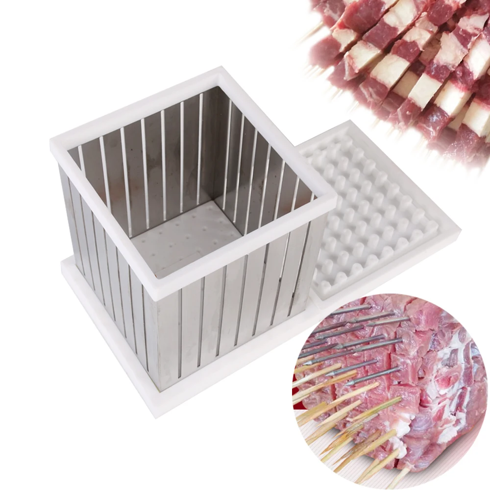  64 Holes BBQ Skewers Kebab Maker Box Barbecue Tool Kebab Skewer Machine Brochette Slicer BBQ Beef F