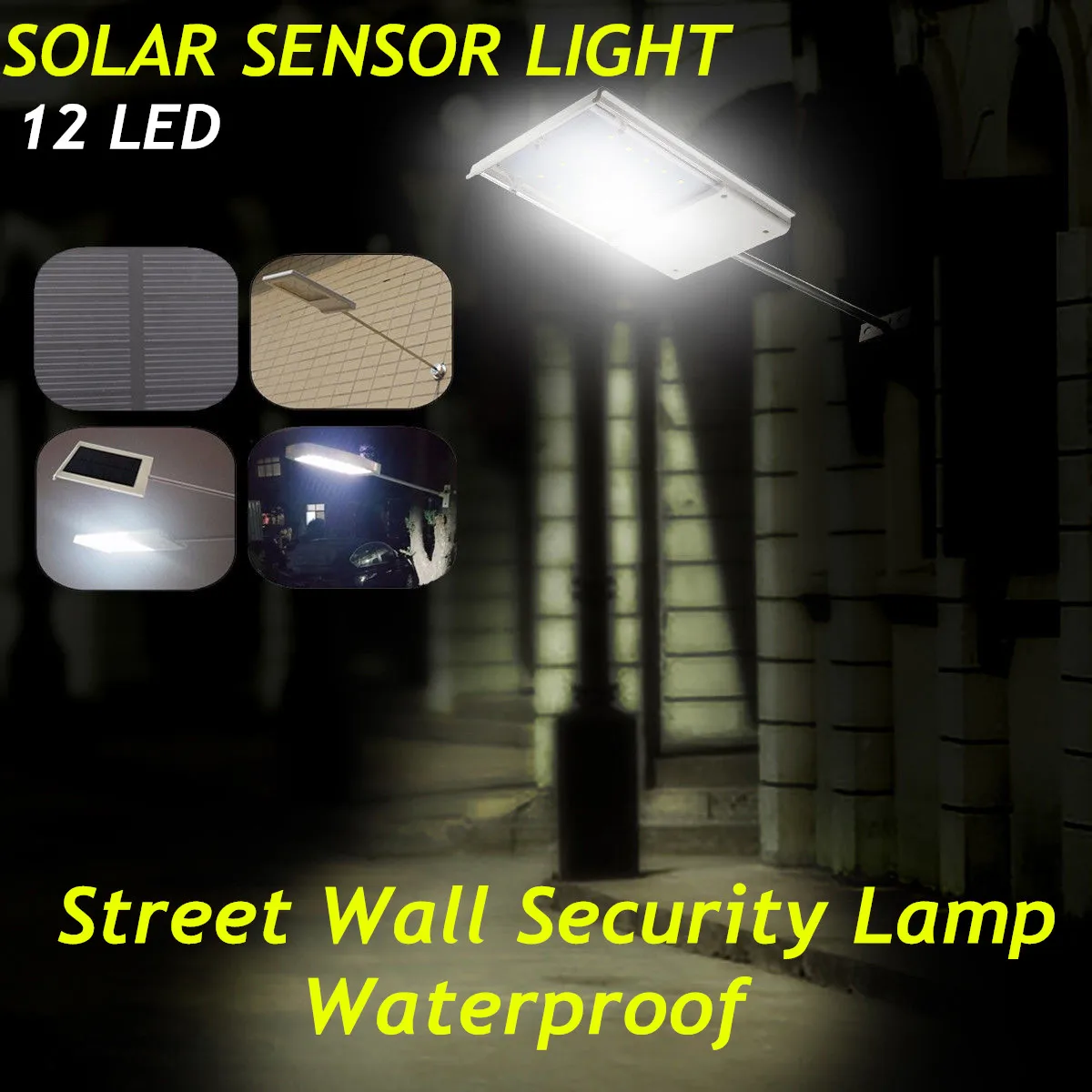 

12 LED solar sensor light 1.8W Induction+Low Light DIM light mode Night sensor function