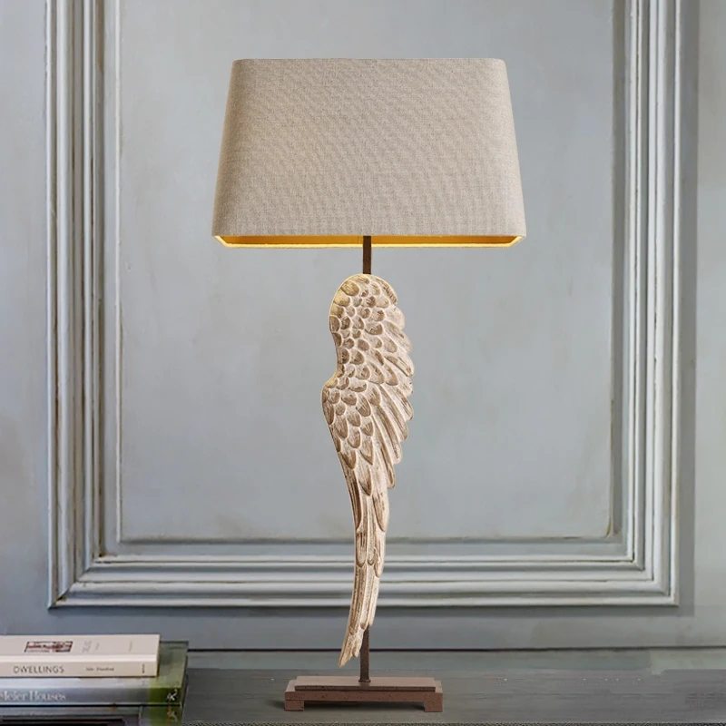 

Nordic Retro Table Lights Vintage Feathers Table Lamps Bedroom Fabric Deco Lighting Fixtures Living Room Desk Lamp Luminaires
