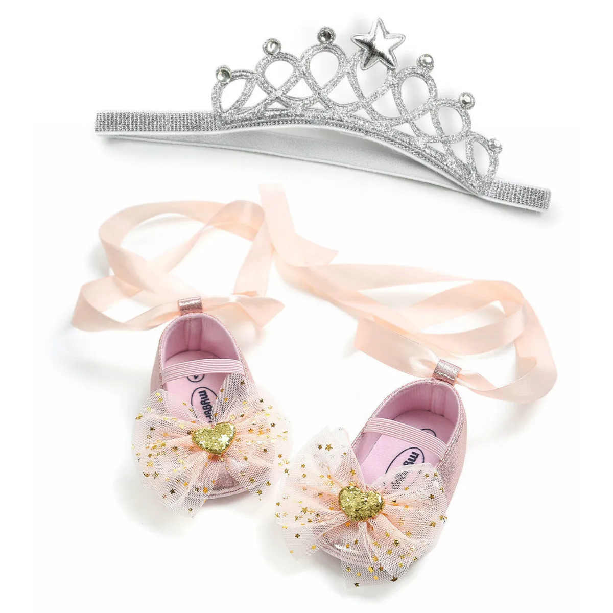Emmababy; парусиновая обувь с бантом и блестками для маленьких девочек; коллекция года; повседневные Нескользящие кроссовки; обувь для малышей на мягкой подошве+ повязка на голову; обувь принцессы