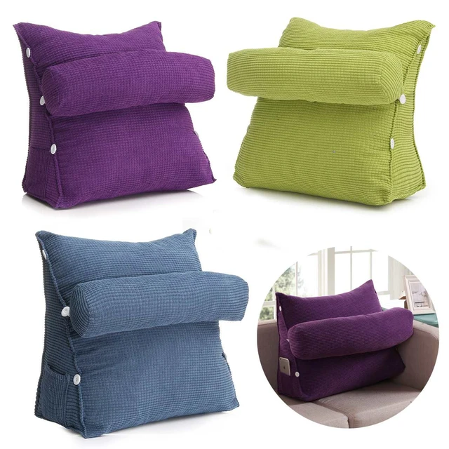 Adjustable Back Wedge Cushion Pillow Sofa Office Chair Rest Waist Neck  Support with Phone Pouch Gift 