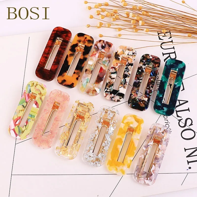 

2019 New acrylic hair clips Fashion for women girls hair Leopard Hair Clip Geometric Square Shape Hairpin barrettes jewelry hot