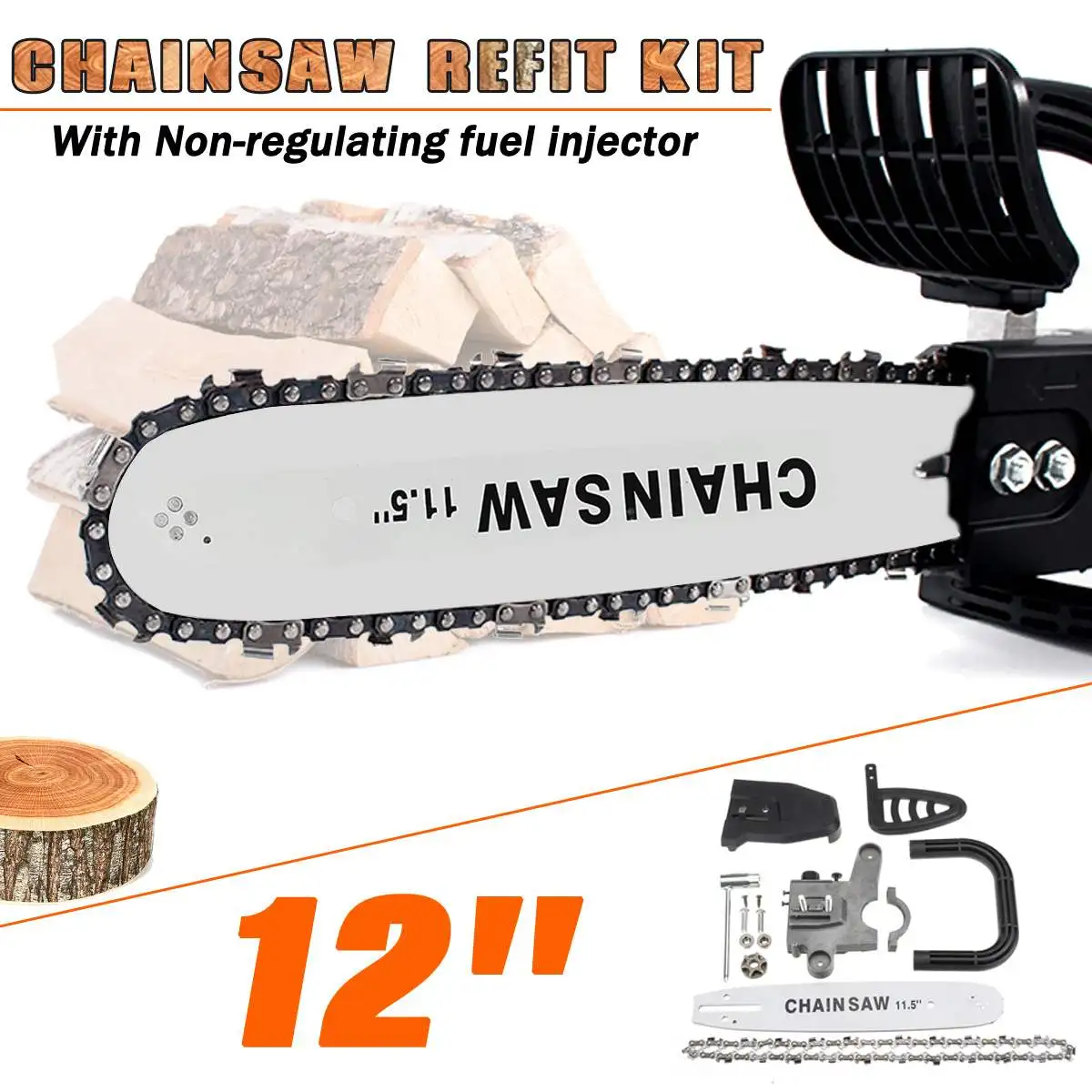 

12 Inch 42cm DIY Upgrade Chainsaw Bracket Change 100 125 150 Angle Grinder Into Chain Saw Electric Saw Parts Woodworking Tools