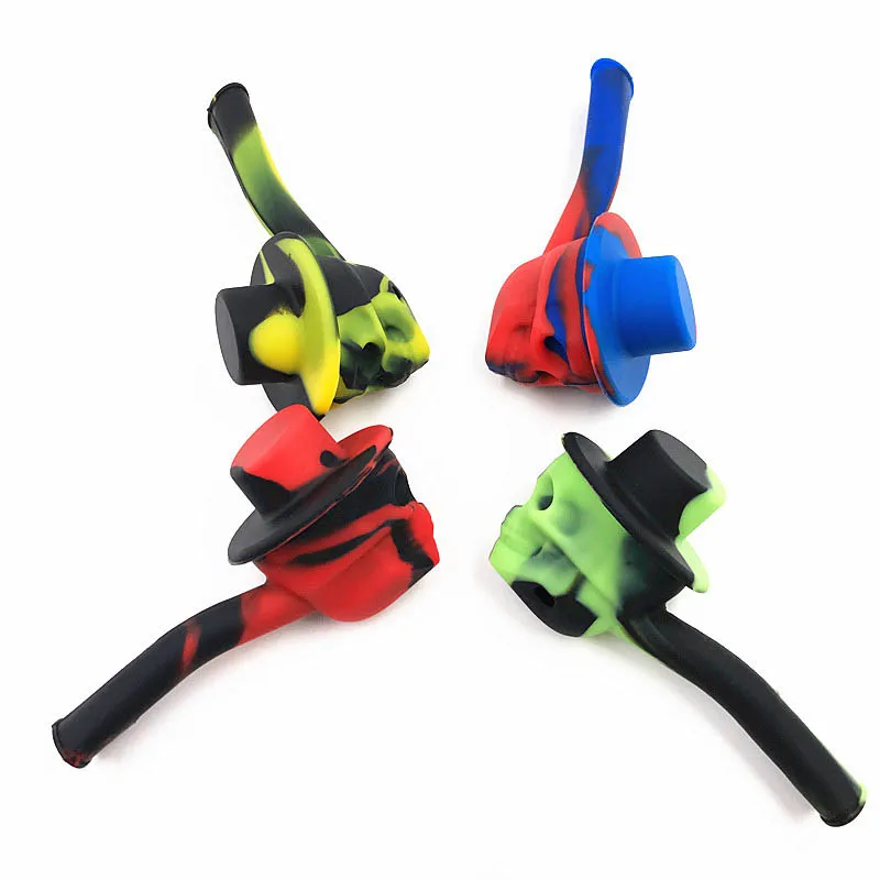 

Skull Shape Food Grade Camouflage Pipes Silicone Smoking Tobacco Pipe Portable Smoking Cigarette Accessories Men Gift