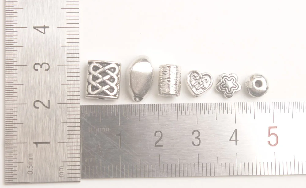 One Box of 160PCS Antiqued Silver Metal Spacer Beads DIY Jewelry Accessories 6mm-11mm