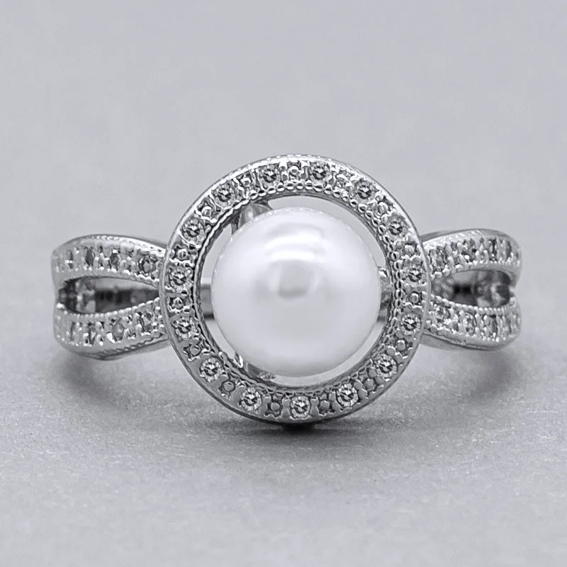 

Silver 925 Ring Diamond Rings Treasure Gold and Zircon Lady Ring Ancient beaded luxury rose gold Engaged couple MoissanB2374
