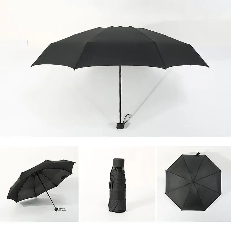 8 Bone Black Plastic Umbrella Ultra Light Mini Pocket Sunscreen