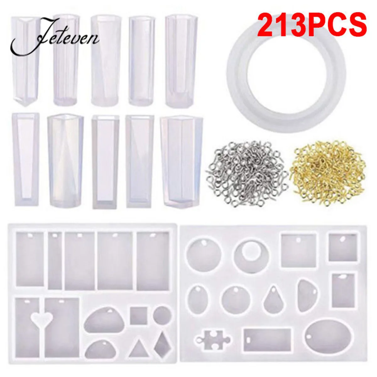 213Pcs Silicone Casting Molds Kit DIY Bracelet Necklace Pendant Earring Jewelry Making Mould