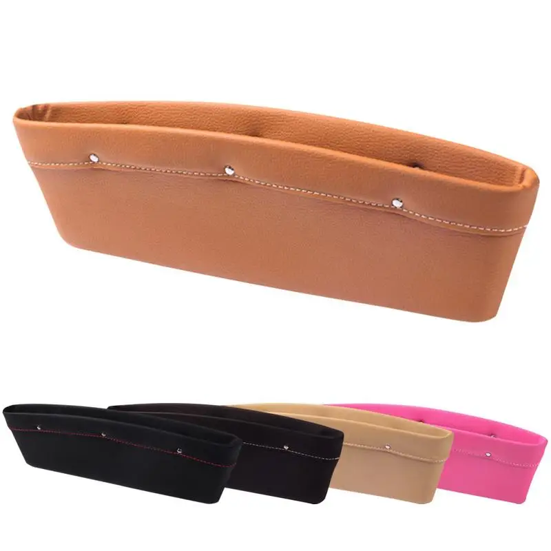 

Universal Car Seat Side Gap Storage Bag PU Thickened Full Leather Organizer Filler Drop Stopper Saving Space Tough Durable 2Pcs