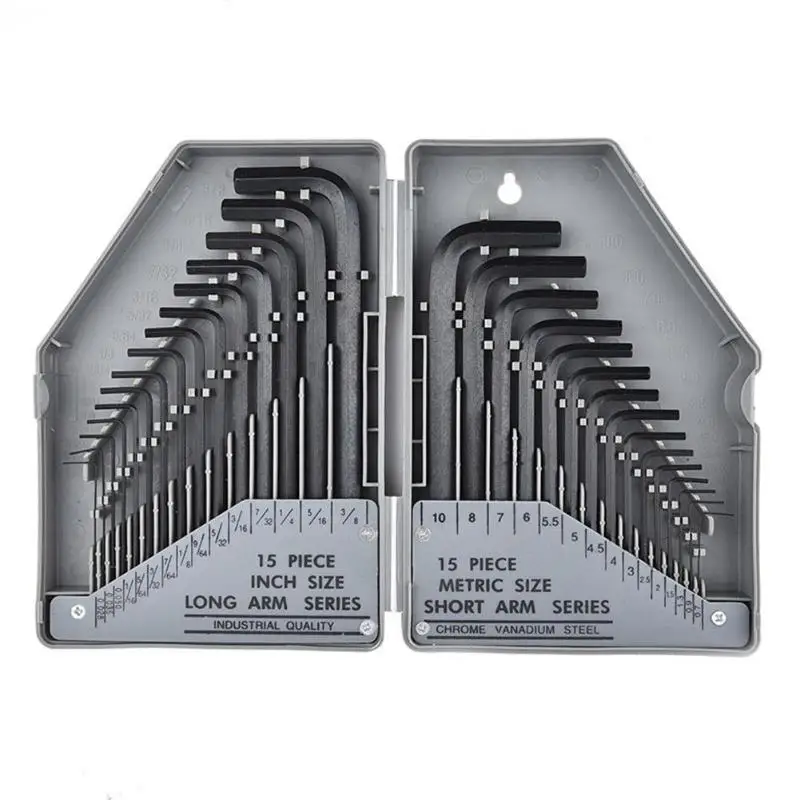 

30PCS/set Hex Wrench Plastic Boxed L-shaped Hex Wrench Set Ball Head Plum Flower Inner Hexagon Key Wrench Combination