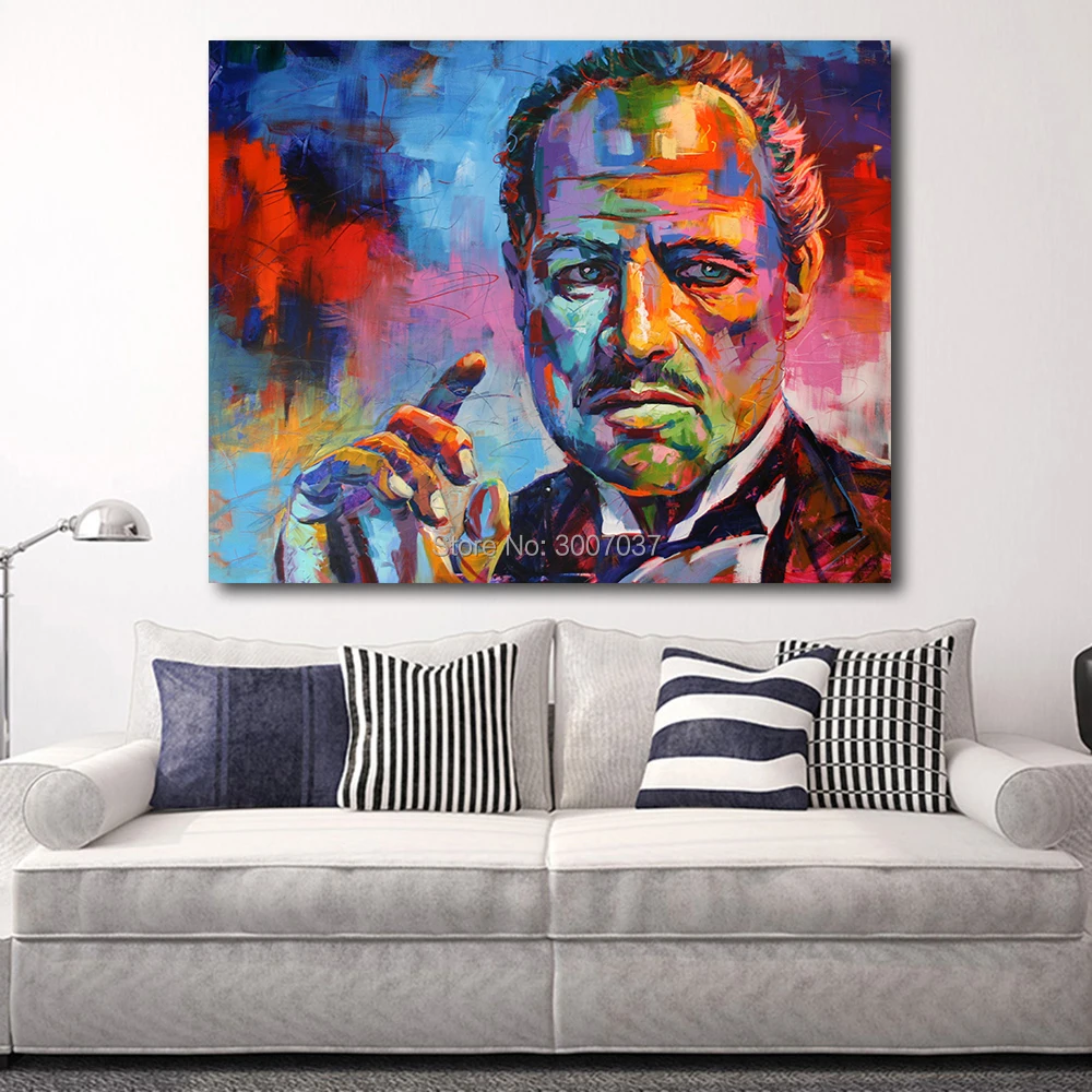 

Figure Painting Colorful Godfather Modern Canvas Art Wall Pictures For Living Room Home Decor Oil Painting on Canvas NO frame