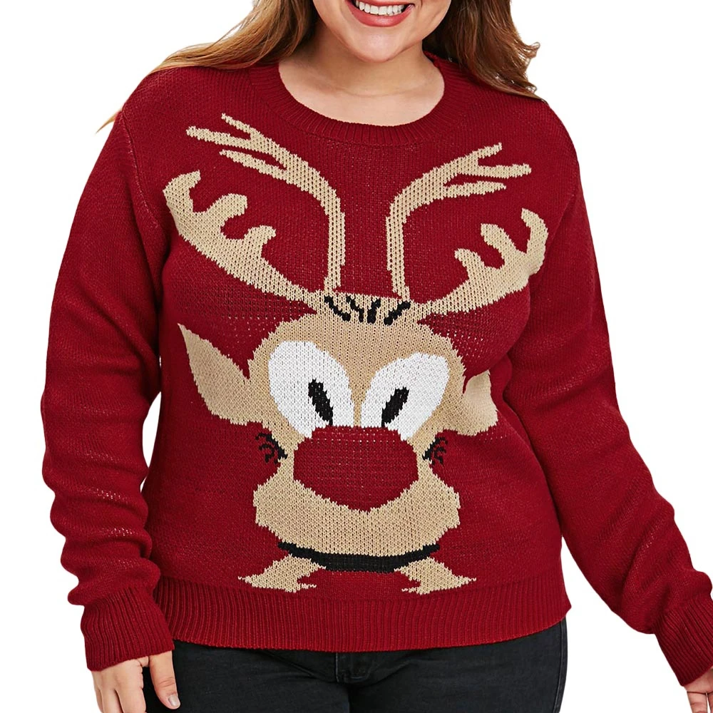 

Plus Size Christmas Elk Sweater
