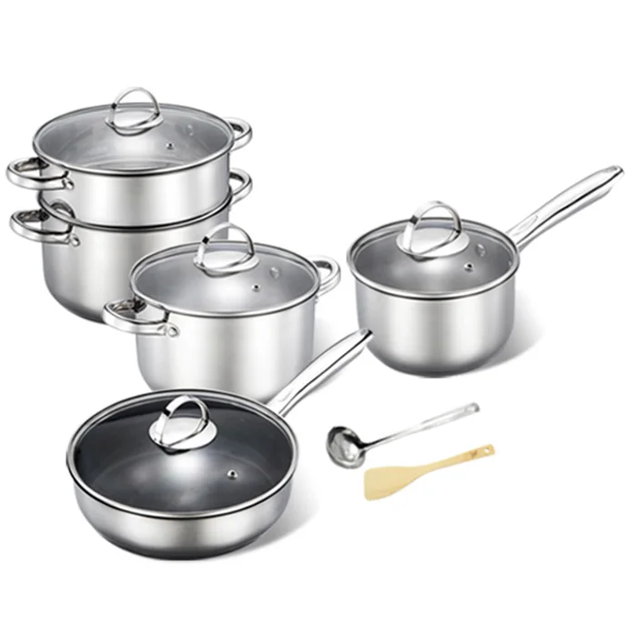 

Durable Non-defrmation Stainless Steel Cookware Suit Hot Pot Composite Bottom Soup Pot High&Short Cooking Pot Mini Cookware