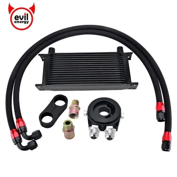 

evil energy 16 Row Transmission Adaptor Oil Cooler+Oil Filter Cooler Sandwich Adapter+Swivel Hose Fitting+ Divider Clamp 10AN