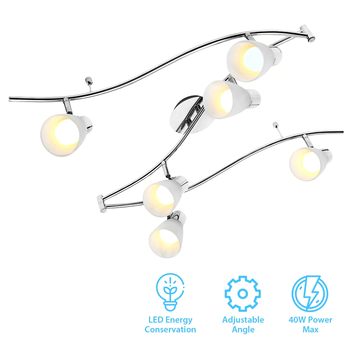 

6-Way Rotatable LED Ceiling Light IP20 Modern Ceiling Lamp Industrial Loft Home Lighting Fixture For Living Room