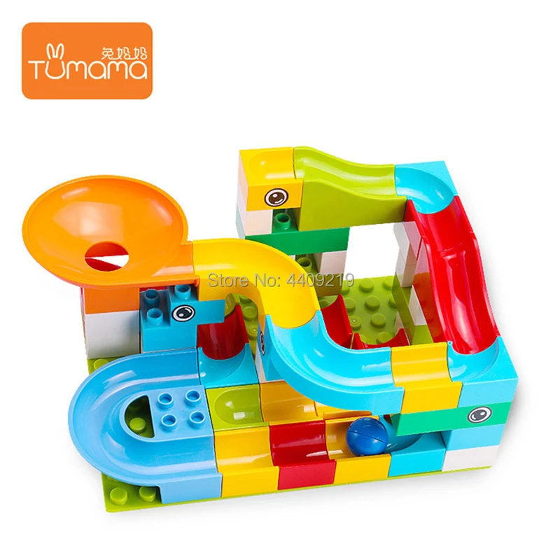 Tumama 51-208Pcs Marble Race Run Maze Balls Track Building Blocks Funnel Slide Big Size Building Brick Compatible