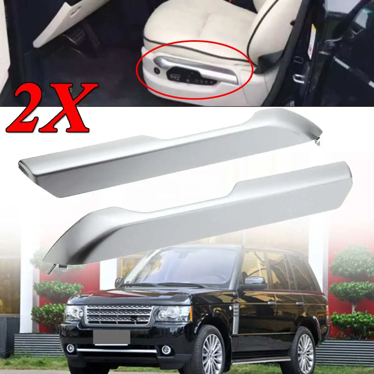 

1 Pair Car Seat Cushion Valance Chrome Cover New For Land Rover Range Rover 2004-2012 All Models Interior Mouldings