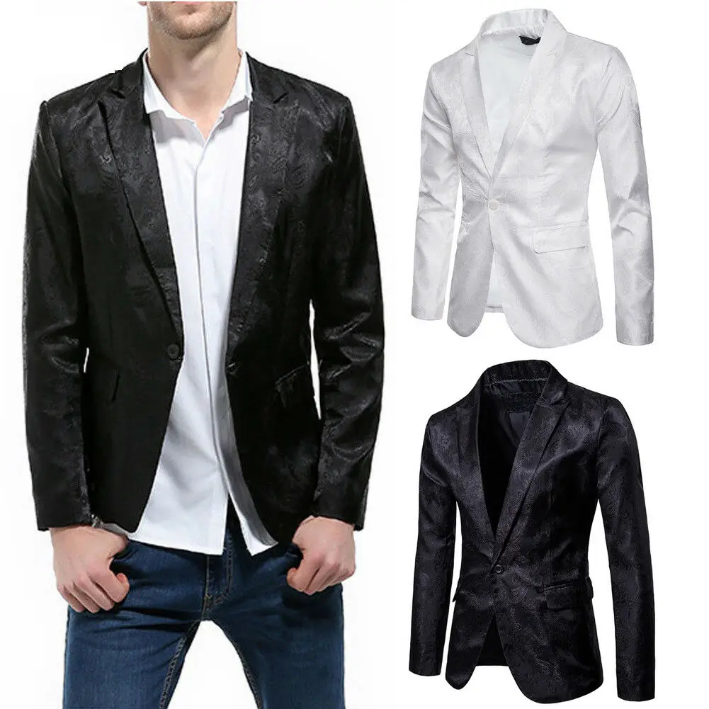 

Luxury Men Wedding Floral Print Suit Jackets Male Blazers Slim Fit Suits Men Costume Business Formal Party White Classic Black