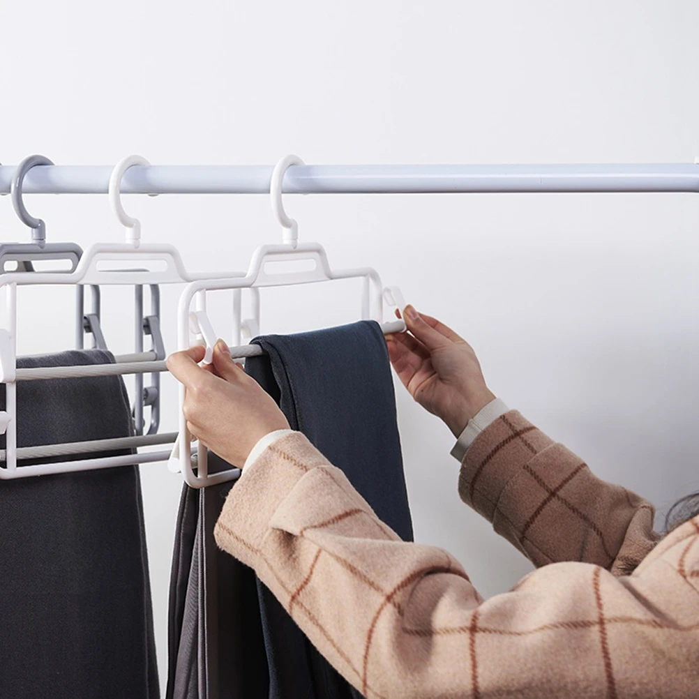 3PCS Multi Layers Pant Hanger Closet Plastic Swing Arm Pants Rack