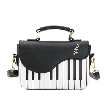 

Black new fashion hit color piano printing handbag sweet wind fresh shoulder diagonal portable Small Bag