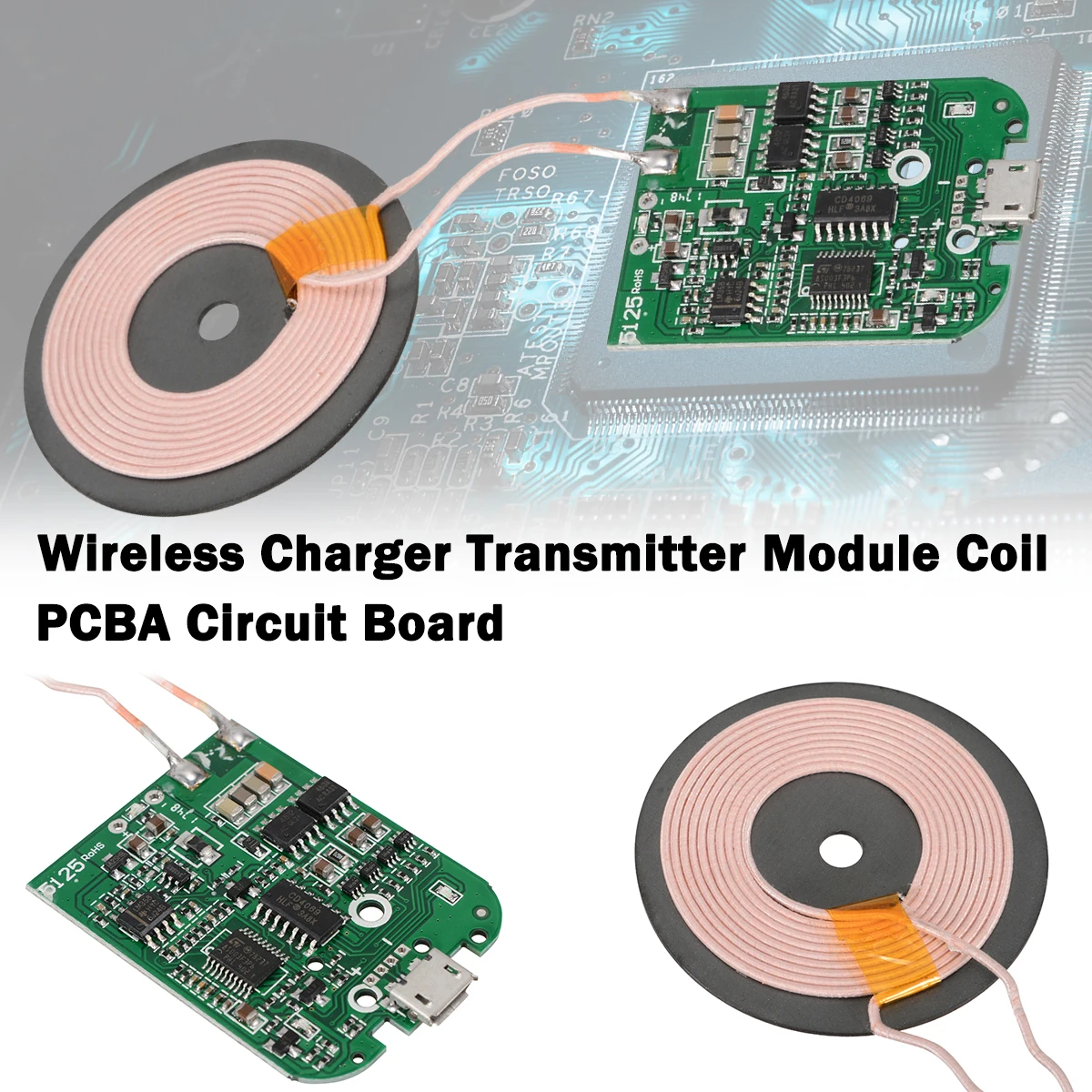 

New Qi Fast Wireless Charger PCBA Circuit Board Transmitter Module + Coil Charging High Quality Qi Wireless Charging Standard