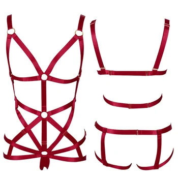 

Body Harness Bra for Women Full Bondage Strappy Tops Hollow Out Sexy Lingerie Set Plus Size Elastic Adjust Goth Club Dance Rave