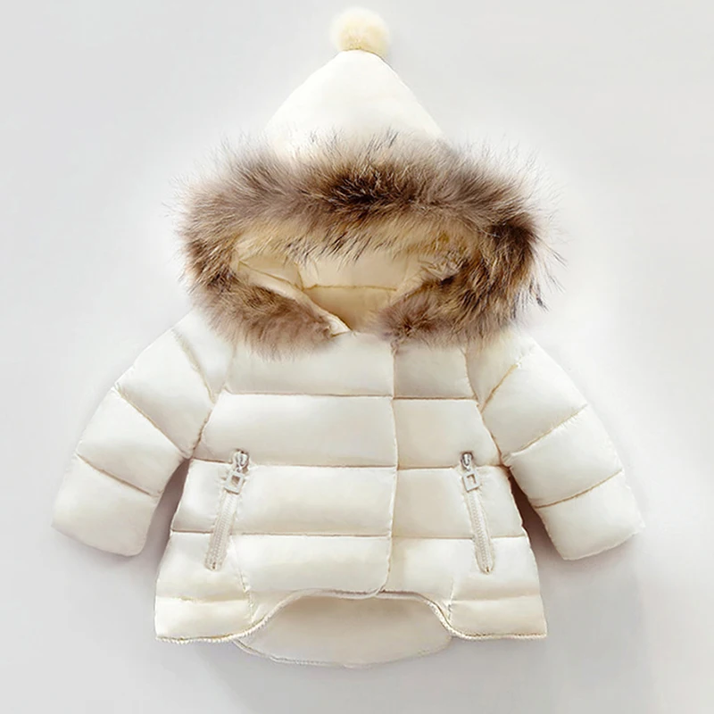 

New Winter Hooded Coat Jackets Kids Faux Fur Collar Baby Outerwear Warm coat