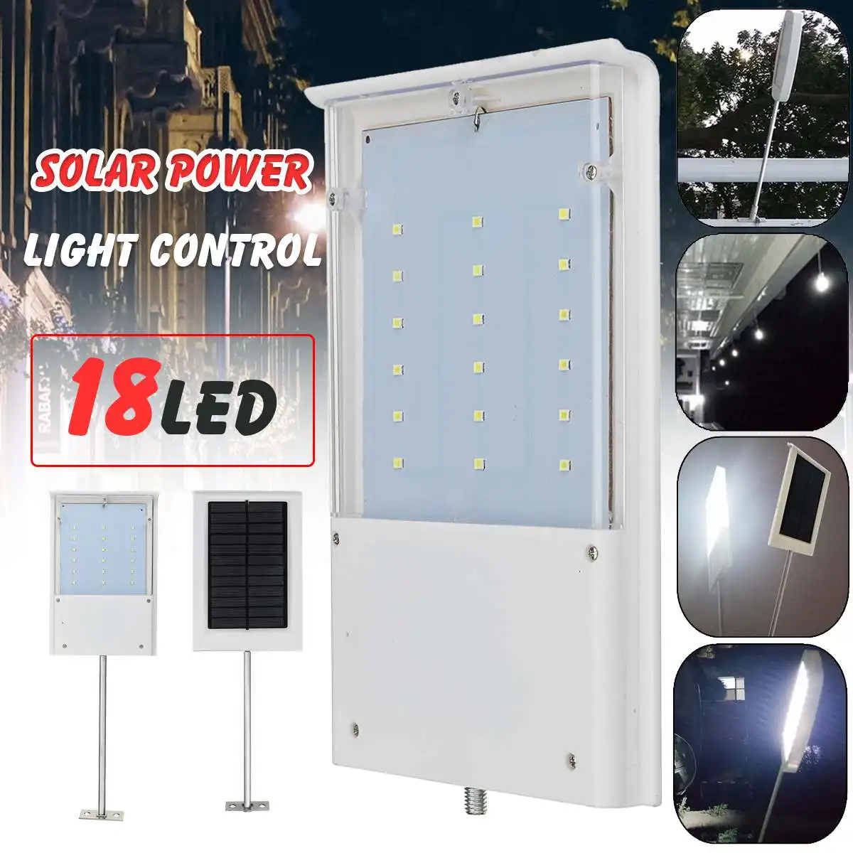 

18 LED solar sensor light 1.8W Induction+Low Light DIM light mode bidirectional charge protection