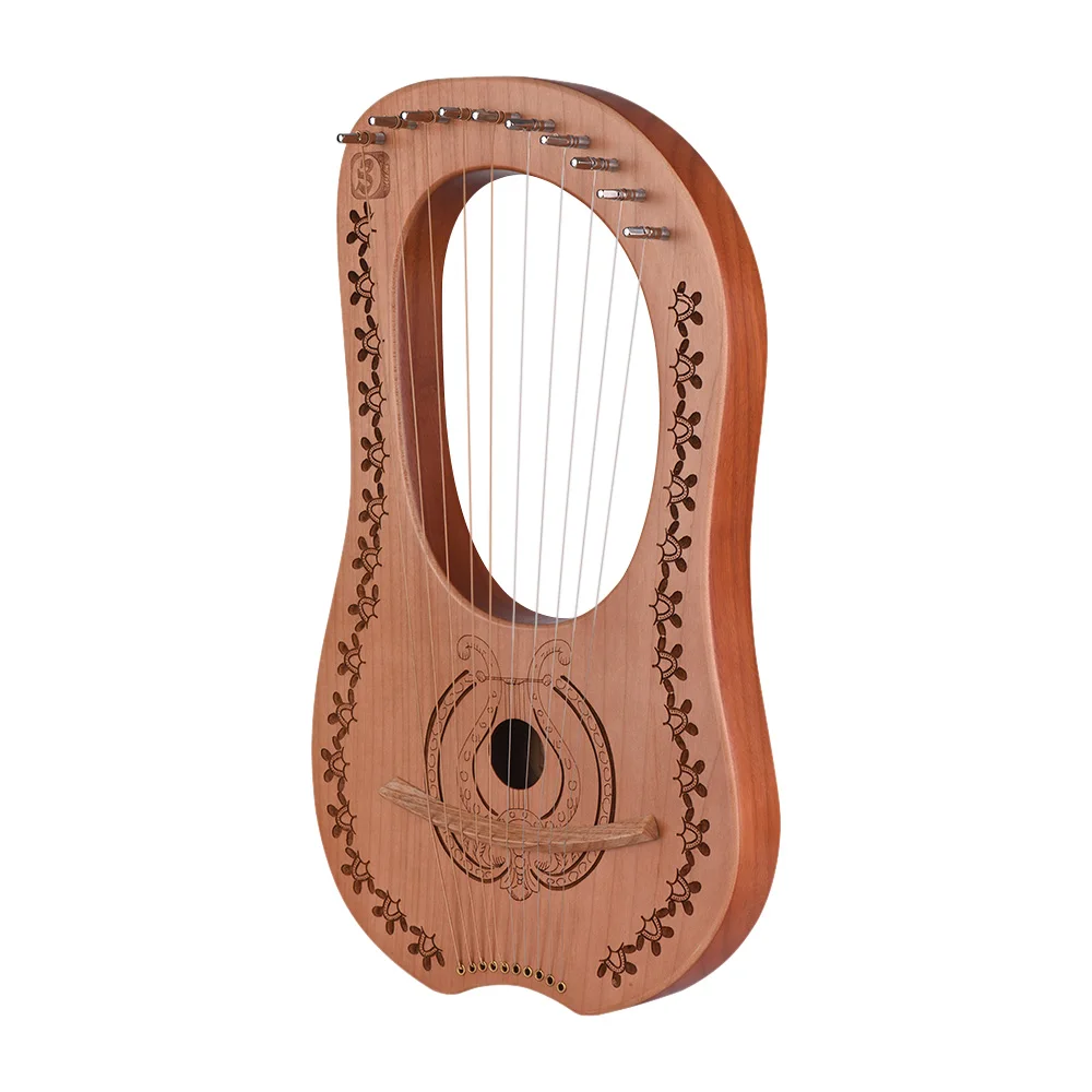 

10-String Wooden Lyre Harp Metal Strings Maple Wood Topboard Mahogany Backboard String Instrument with Carry Bag WH-11