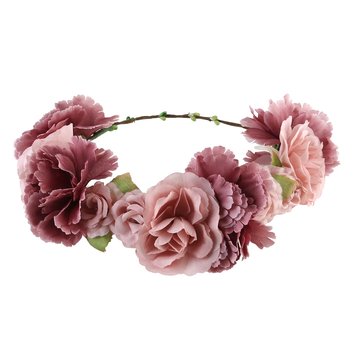 

Flower Wreath headband Floral Garland Crown Hair Accessories with Ribbon for Wedding Featival Party Light Cafe