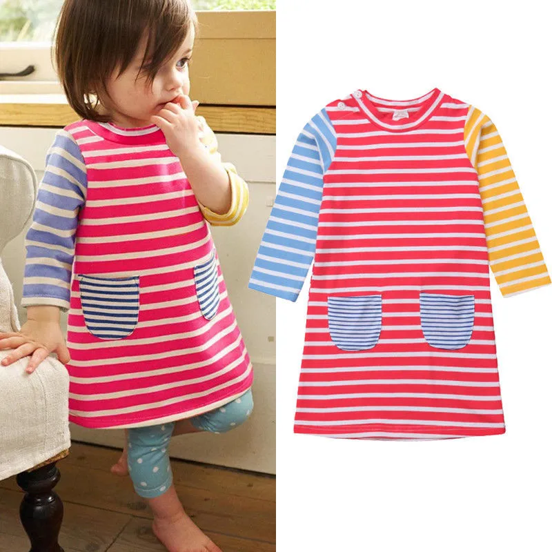 Buy Toddler Stripe Pocket Dress Infant Baby girl