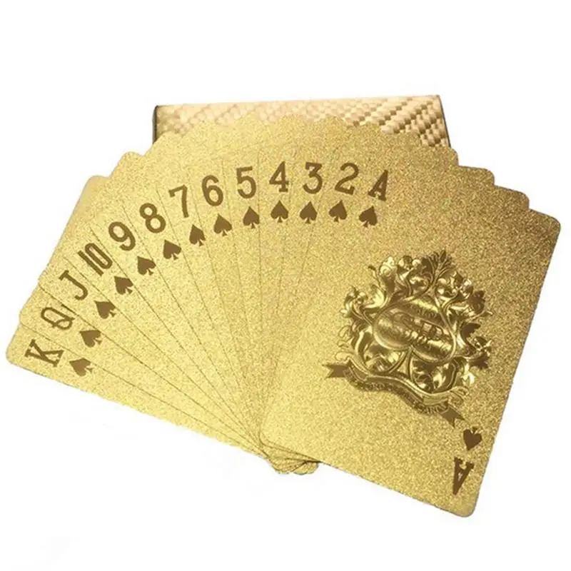 Горячая Распродажа, золотые фольгированные карты для игры в покер, пластиковые водонепроницаемые настольные игры, магический покер, игровые развлечения, золотые игральные карты