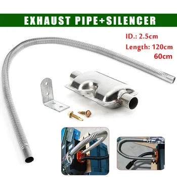 

120cm Stainless Steel Exhaust Muffler Silencer Clamps Bracket Gas Vent Hose Portable Pipe Silence For Air Diesels Car Heater Kit