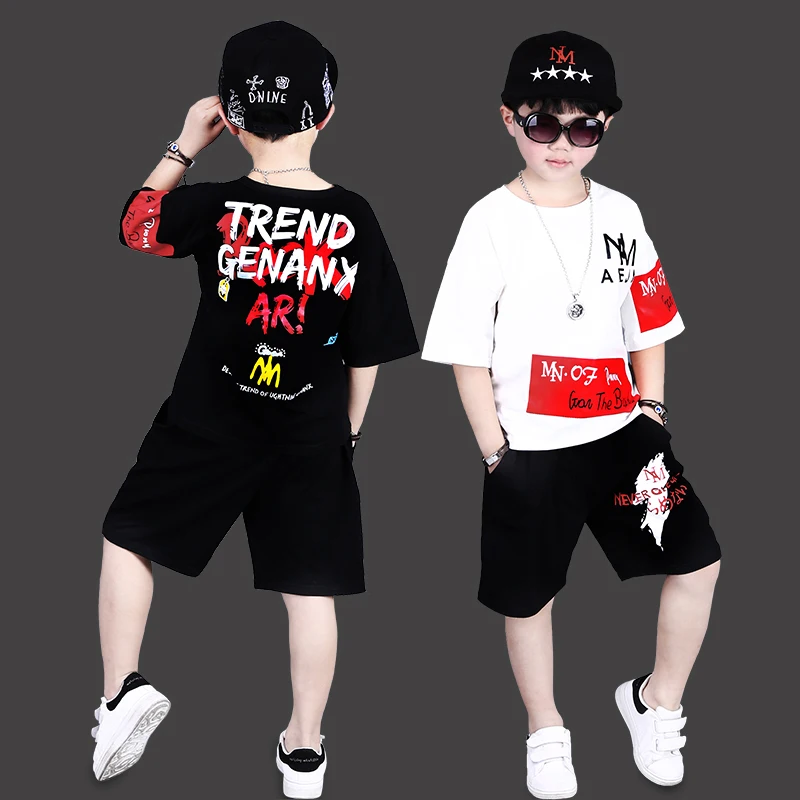 Summer New Children's Clothing Hip-hop Boy Short Sleeve Suit Performance Trends 2020 | Тематическая одежда и униформа