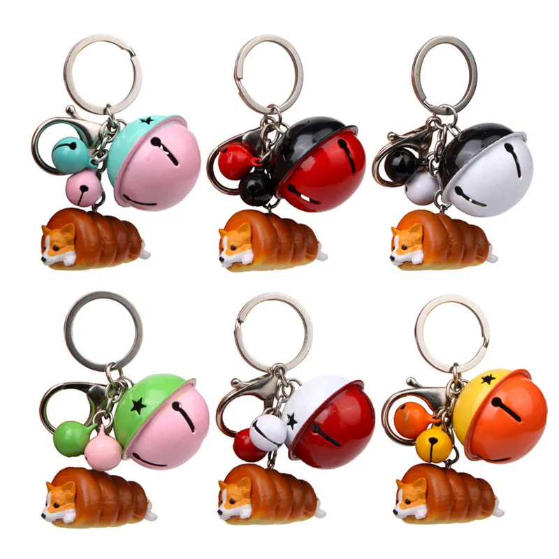 

Hot dog Corgi Rolls 3 Bell Gift Doll Model Cartoon Animation Action Figure For Bell Key Ring Mascot KeyChain Holder Bag Pendant